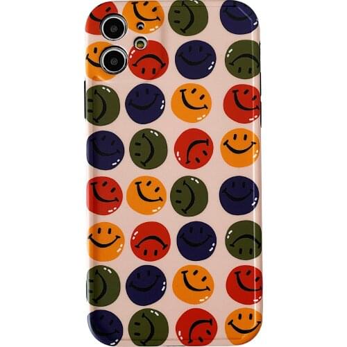Colorful Smiling Faces Case for iPhone 12 Pro Max Back Phone Cover for 12 Mini 11 Pro Max X XS XR 8 7 Plus SE 2020 Capa