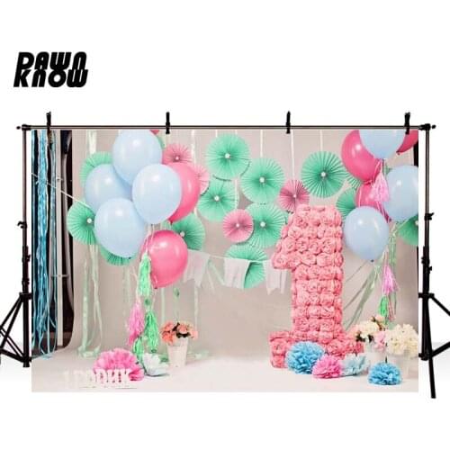 DAWNKNOW Balloon Vinyl Photography Background For Birthday Party Polyester Backdrop For Newborn Photo Studio F2751