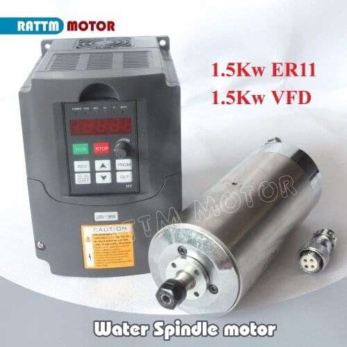 1.5KW Water-cooled spindle ER11 &1.5KW 220V inverter CNC Spindle Motor Kit For CNC Router Engraving Machine Parts