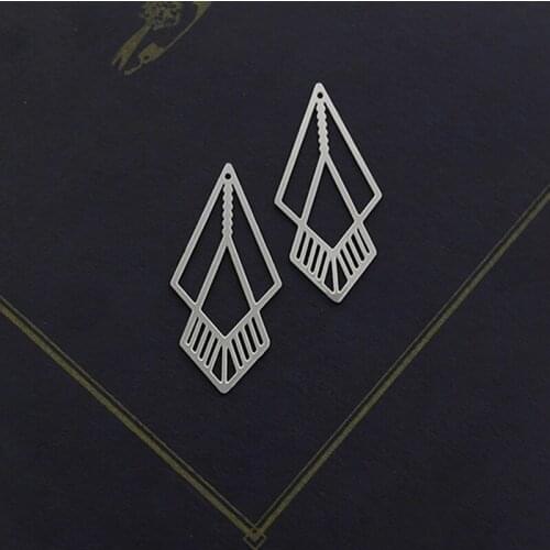 Making Jewelry Findings Geometric Stainless Steel Bead Metal Pendant Laser Cut Steel Geometry Charm For DIY Necklace Earrings