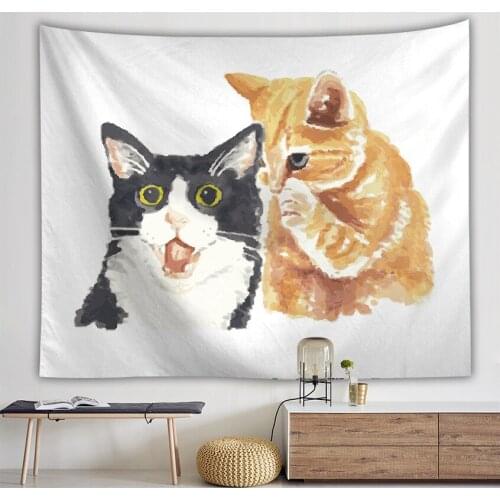 Tapestry Wall Hanging Bedroom Room Bohemian Boho Decor Psychedelic Esterilla Yoga Mandala Cartoon Cat Blanket Cloth Cute Animal