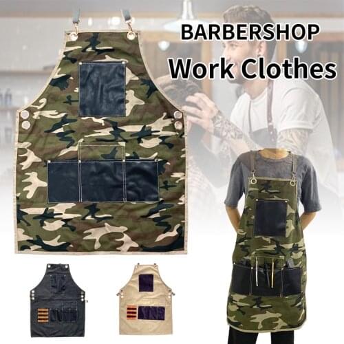 Private Custom Fashion Canvas Kitchen Aprons For Woman Men Chef Work Apron For Barbershop Cafes Beauty Nails Studios Uniform