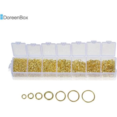 1 Box Doreen Box Mixed GP Open Jump Rings Alloy 3mm-9mm Gold Color For DIY Jewelry Making Findings Wholesale(1780 PCs Assorted)