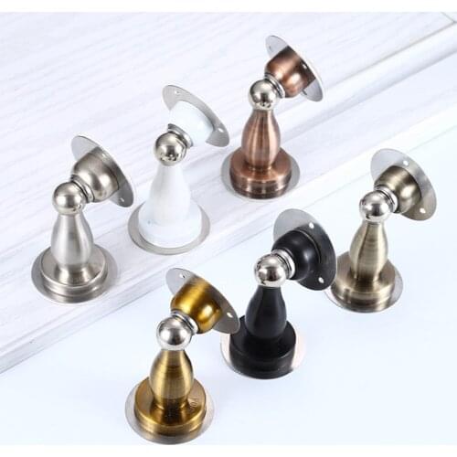 Stainless Steel Strong Magnetic Door Stop Hardware Holder Toilet Glass Catch Suction Stopper Sticker Hidden Door Floor Nail-free