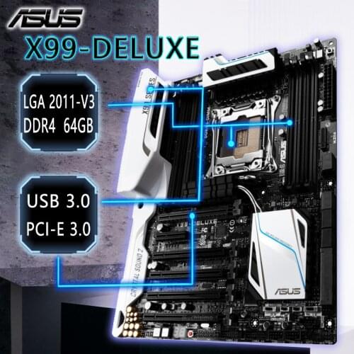 LGA 2011-3 Asus X99-DELUXE Motherboard PCI-E 3.0 Intel X99 Overlocking Gaming Intel USB3.0 Desktop X99 Placa-mãe 2011-3 Used