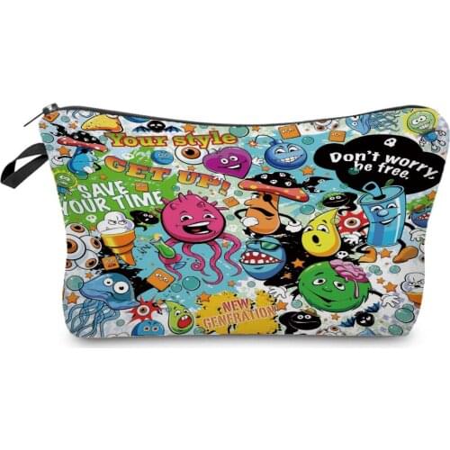 Fashion Printed Cartoon Cosmetics Organizer Bag Portable Storage Bags for Kids Womens Makeup Bag for Travel Small Pencil cases