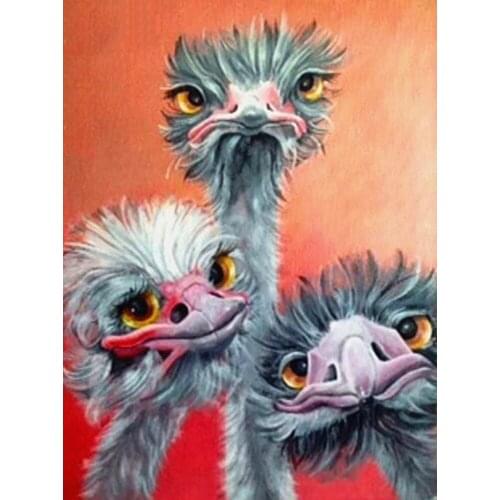 Mosaic ostrich animals Rhinestones Pictures Cross stitch 5D DIY Diamond Painting Full Square Round Embroidery Wall Decor L209