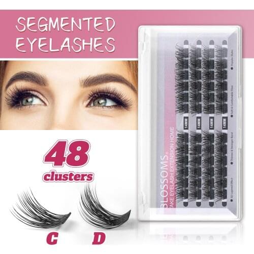 MUSELASH C/D Curl 48 Volume Clusters Lashes DIY Extension Segmented Lashes Natural Segmented Mink Eyelashes