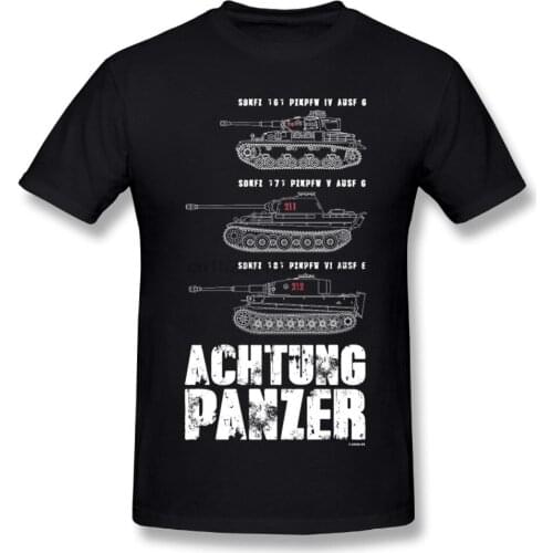 Custom Men Achtung Panzer World Of Tanks Comfortable T Shirt Casual Short Sleeved