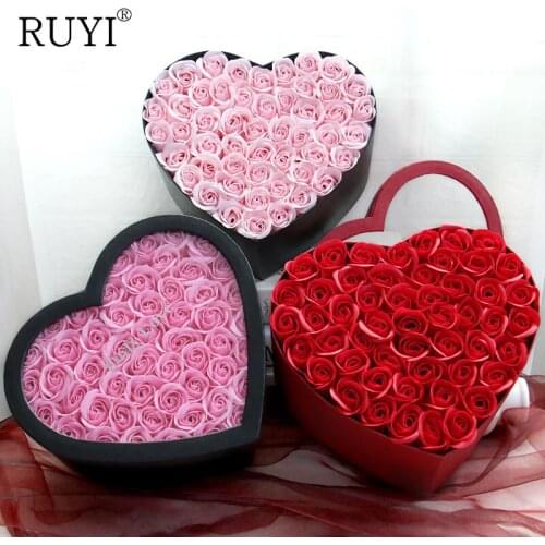 New Valentines Day Heart Shaped Soap Rose Flower Gift Box Wedding Simulation Flower Packaging Box Wedding Decoration Gift Box
