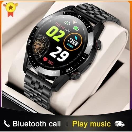 2021 New Fashion Smart watch Bluetooth Call Sport Mens Watch Heart Rate Monitoring Music Control Luxury SmartWatch Men+Gift