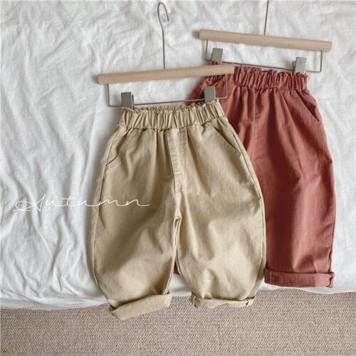 2021 autumn and winter new childrens cotton pants girls baby Korean flower casual pants kids clothes