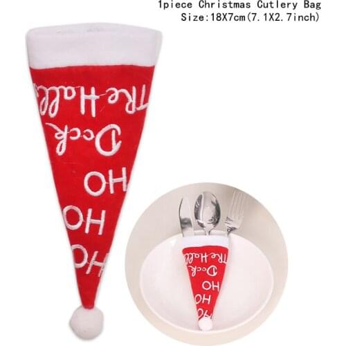 New Year Christmas Gift Tableware Fork Knife Holder Bag Christmas Decorations for Home Dinner Table Decor New