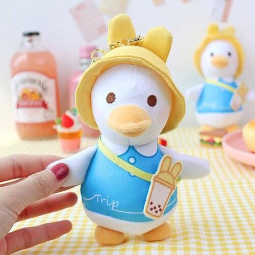 New 2021 Kawaii Cartoon Animal Duckling Bear Fabric Doll Keychain Student Lady Bag Cute Pendant Girl Plush Doll Buckle Purse