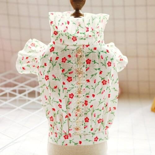 Dogs Clothes Pastoral Style Spring Summer Cotton Litte Floral Dog Shirt Pet Clothing For Small Dog Bichon Pug Sweet Puppy Shirts