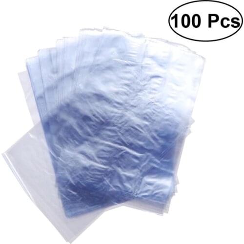 100 PCS PVC Shrink Wrap Bags for Soaps Bottles Bath Bombs Packaging Gift Baskets (10 x 15cm)