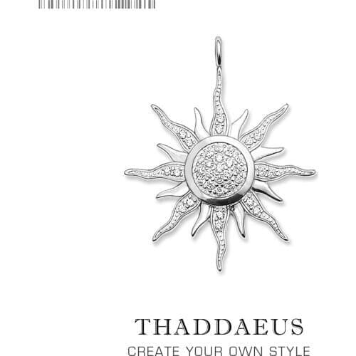 Pendant Sun white CZ Pave,2019 Brand New Fashion Jewelry Europe Style Bijoux Bohemia 925 Sterling Silver Gift For Woman Men