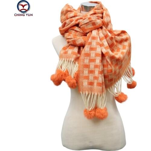 2020 autumn winter fashion Scarves cashmere hanging ball plaid soft Winter Women long Shawls warm scarf Bright colour lady scarf