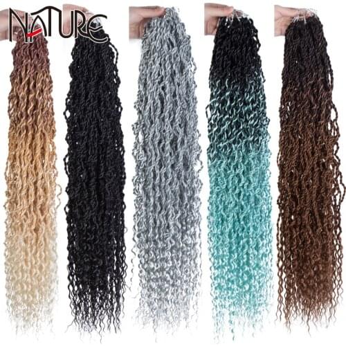 Synthetic Crochet Braids Hair Passion Twist Braiding Hair Extensions Ombre Brown & Blonde Faux Locs With Kinky Curly Hair Nature