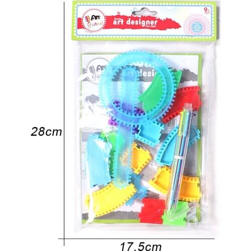 Track model Spirograph Design Interlocking Gears & Wheels drawing set toy for children,16 Accessories and 1pcs pen creative toy
