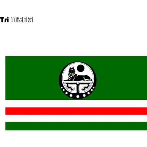 Tri Mishki WCS777 20*10.6cm Flag of the Chechen Republic of Ichkeria car sticker colorful Decals Motorcycle Accessories Stickers