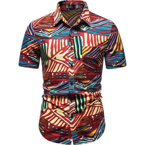 Vintage Floral Print Hawaiian Shirt Men Hipster Turn-down Short Sleeve Beach Shirts Men Party Casual Holiday Chemise Homme XXXL