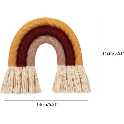 W3JE INS Nordic Home Weaving Rainbow Tapestry Cotton Hand-Woven Color Ornaments ChildrenS Room Decoration