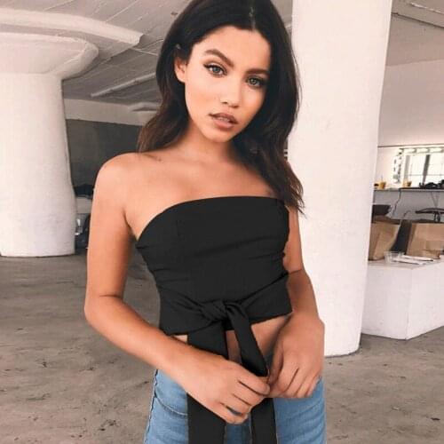 Sexy Slash Neck Backless Camisole 2021 Summer Fashion Solid Color Strappy Bow Sleevelss Off Shoulder Womens Clothes Streetwear