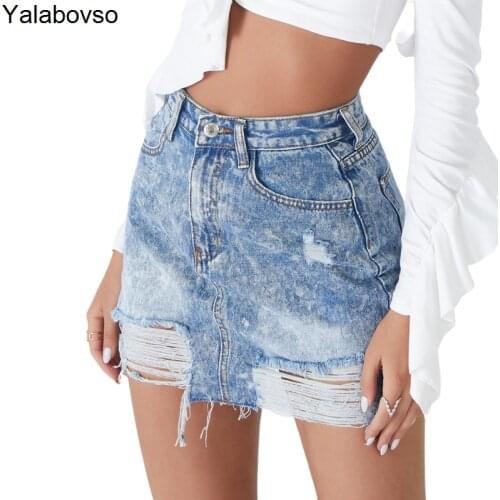 Womens Summer Snowflake Burr Hole Bag Hip Skirts For Fashion Sexy Lady 2021 Denim Short Skirts With XS S M L XL Size Yalabovso