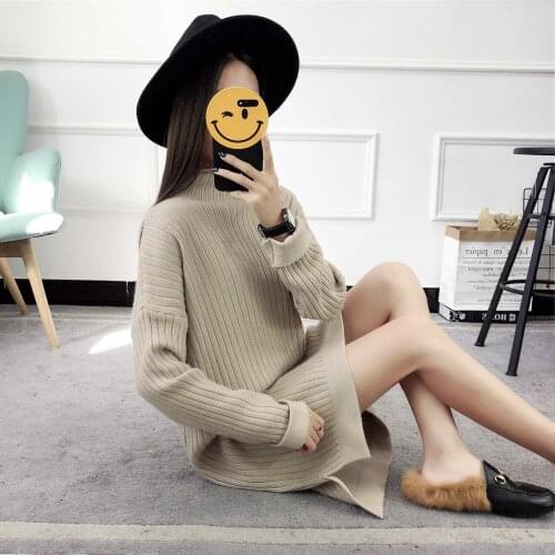 Sweater New Fashion Style Solid Color Casual Loose 2021 Long Sleeve Turtleneck Knit Hot Women Sweter Sweaters Vestidos LXJ676