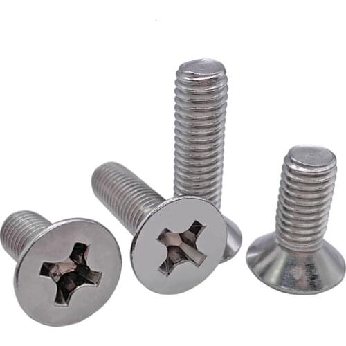 10/50 M2 M2.5 M3 M3.5 M4 M5 M6 M8 A2-70 304 Stainless steel GB819 Cross Phillips Flat Countersunk Head Screw Bolt Length 3-100mm
