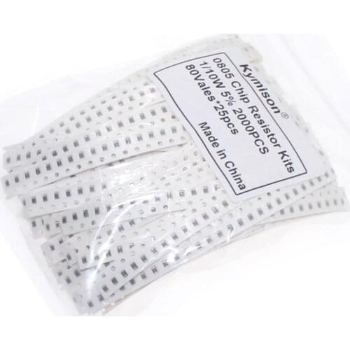 2000pcs 0805 Chip Resistor Kits 10R~910K 0805 5% 80 Values Each 25pcs Sample Kits SMD Resistor Value Pack For DIY Assorted Kits