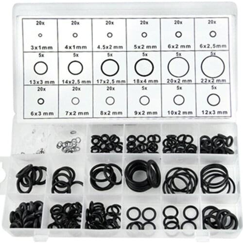225 pcs Rubber O Ring O-Ring Washer Seals Watertightness Assortment Different Size With Plactic Box Kit Set