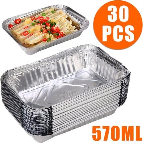 30pcs Recyclable Aluminum Foil Grease Drip Pans Grill Catch Tray Catch Pans Liner Trays BBQ Accessories
