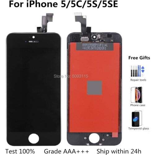 AAA+++ LCD Display For iPhone 5 5S 5C 5SE touch Screen replacement Digitizer Assembly No Dead Pixel+Tempered Glass+Tools+TPU