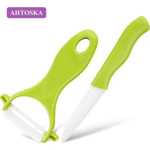 AHTOSKA 2Pcs/set High Quality Mini Ceramic Knife Peeler Portable Fruit Knife Kitchen Knives