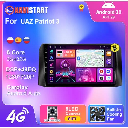 2 Din For UAZ Patriot 3 2016-2021 Android 10 Car Radio GPS Navigation 4G WIFI Android Auto BT Carplay No DVD Multimedia Player