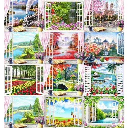 AZQSD DIY Painting By Number Canvas Kits Summer Landscape Decor For Home 40x50cm Coloring By Numbers Window Handpainted Gift