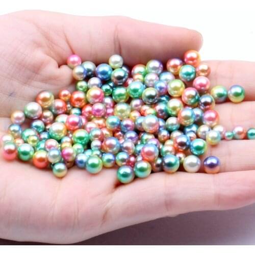 No Hole Round Pearls Imitation Pearls Small Pack 6mm 300pcs RainBow Color Dresses DIY Jewelry Nail Art Decorations