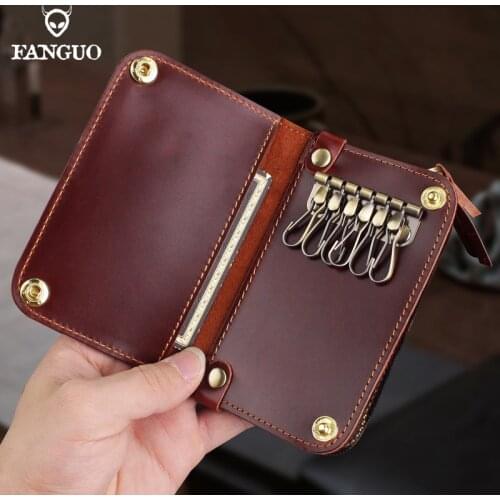 Genuine Leather Key Wallet Housekeeper Key Pouch Original Design Handmade Keychain With Zipper Coin Purse Car Key Case Bag