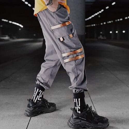 Hip Hop Summer Thin Patchwork Cargo Harem Ribbon Men Pants Joggers Baggy Tactical Trouser Harajuku Streetwear Muti Color