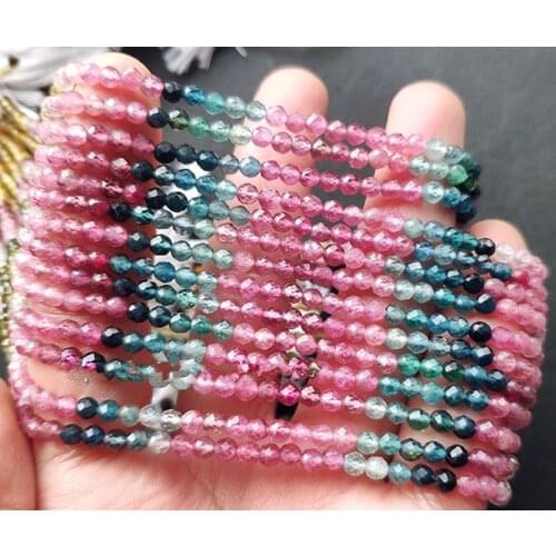 Tourmaline gradient color round faceted 3.3mm for DIY jewelry making loose beads FPPJ wholesale beads nature gemstone