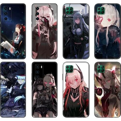 Black tpu Case For Huawei P30 Lite P30 Pro P40 Case For Huawei P40 LITE E P Smart 2020 Case Cover Anime girls frontline