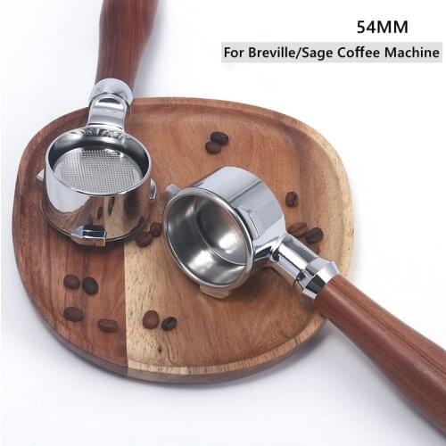 54MM Bottomless Portafilter For Stage Platinu 870/878/879 Espresso Coffee Machine Stainless Steel Wood Handle بورتافلتر ديلونجي