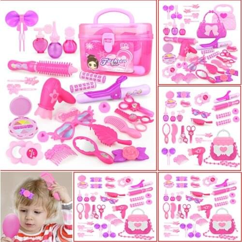 Kid Make Up Toys Pink Make Up Set Simulation Handbag Plastic Toys Childrens Dressing Cosmetics Gifts for Girls 24/30/34 Pcs