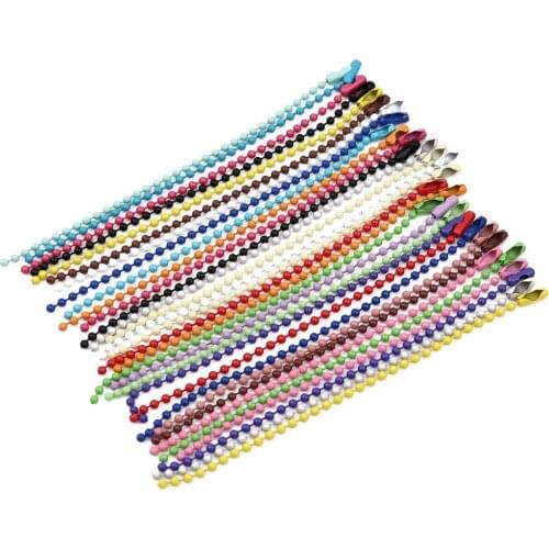 Doreen Box 2.4mm Color Chains Painted Iron Beads Chain with Clasp Waist Buckle Bead Chain DIY Findings about 12cm-20PCs