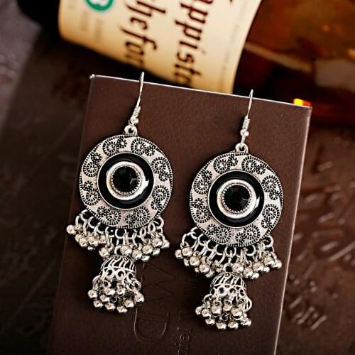 Ethnic Women Big Gold Dangle Earrings Jhumka Indian Earrings Vintage Drop Earring Tassel Palace Orecchini Donna