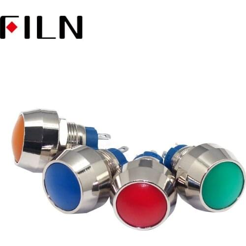 FILN 12mm Metal Lock Latching Push Button Switch LED Light Lamp Illumination 12V Waterproof Car Auto Engine PC Power Start