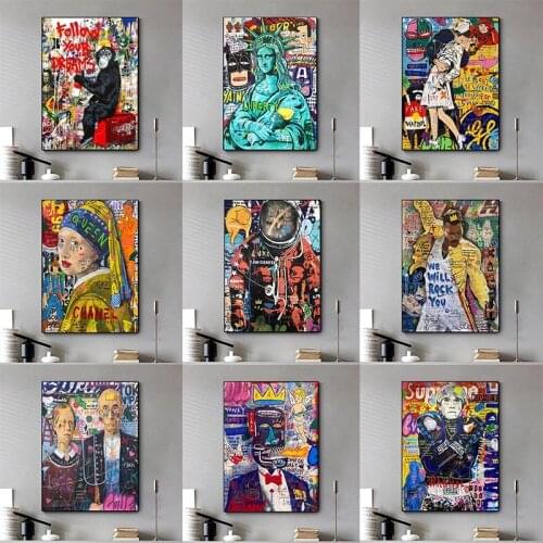 Graffiti Wall Art Street colorful graffiti Canvas Paintings on The Wall Art Street Posters and Prints for Home Cuadros Decor
