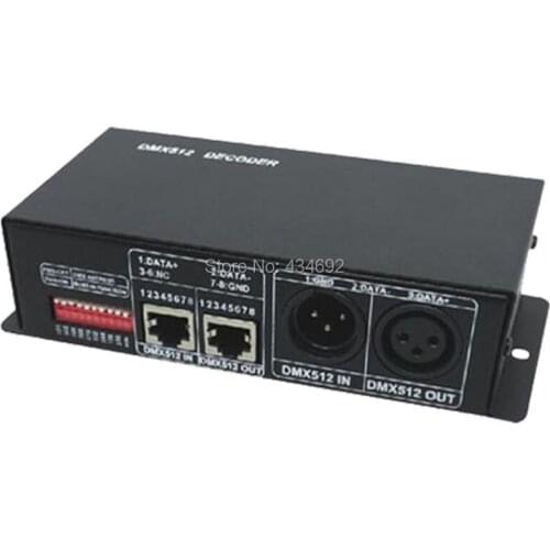 DMX-512 4CH Chanels Channel 16A Common Anode Controller Dimmer For LED Strip Lamp Light DC5V DC12V DC24V